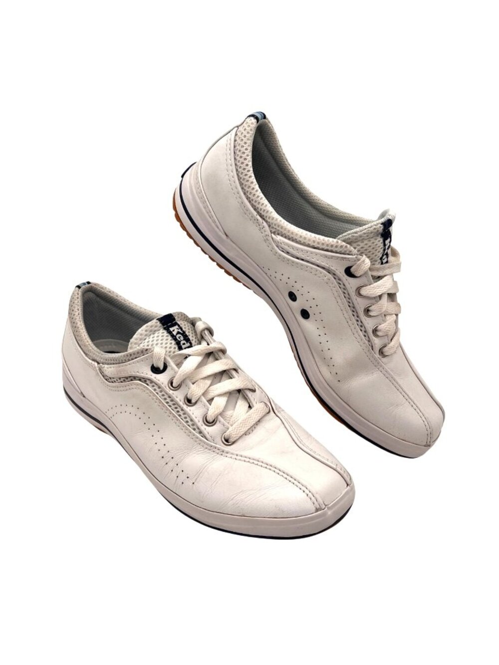 Keds White Leather Lace-Up Sneakers With Arch Support Womens Casual Shoes Size 8